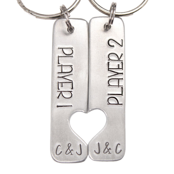 "Player 1" & "Player 2" Couples Keychain Set