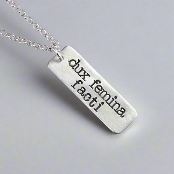 "dux femina facti" (a woman led) Sterling Silver Necklace