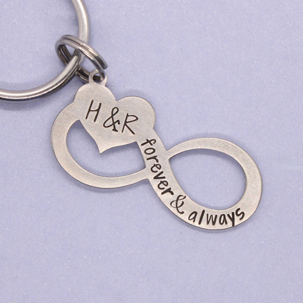 "Forever & Always" Infinity Keychain, personalized with your initials