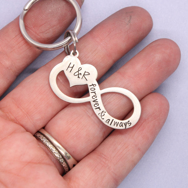 "Forever & Always" Infinity Keychain, personalized with your initials