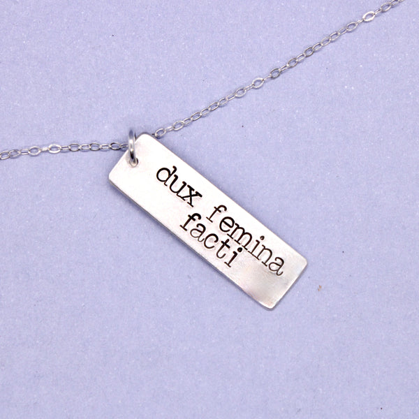 "dux femina facti" (a woman led) Sterling Silver Necklace