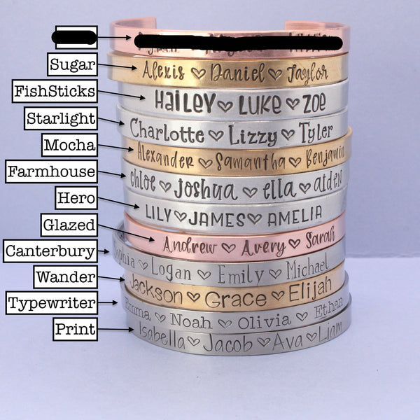 Custom Name Cuff Bracelet – Personalized Gift for Moms & Grandmas