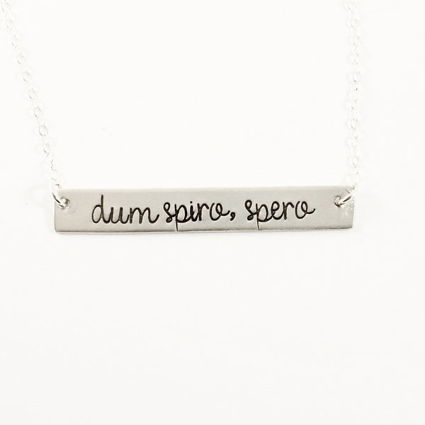 "dum spiro, spero" Necklace - Sterling Silver - Completely Hammered