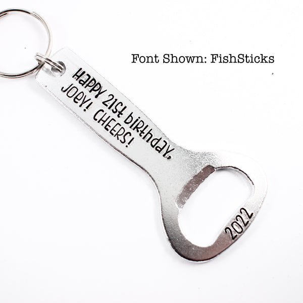 Custom Bottle Opener Keychain - Your choice of text!