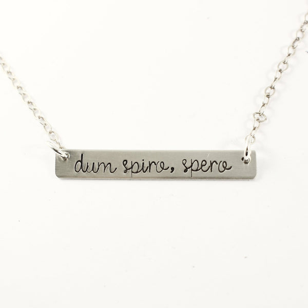 "dum spiro, spero" Necklace - Sterling Silver - Completely Hammered