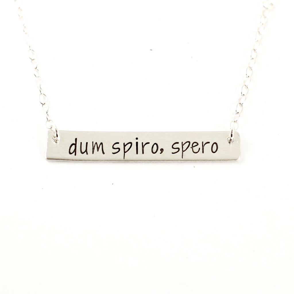 "dum spiro, spero" Necklace - Sterling Silver - Completely Hammered