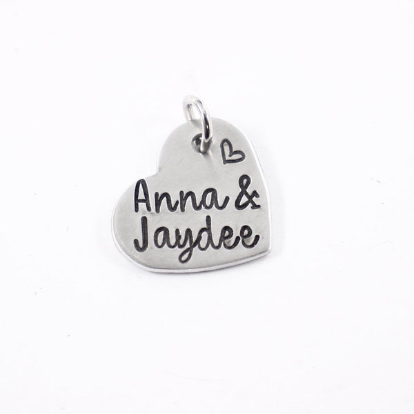 Hand Stamped, personalized Garter / bouquet charm #PS - Completely Hammered