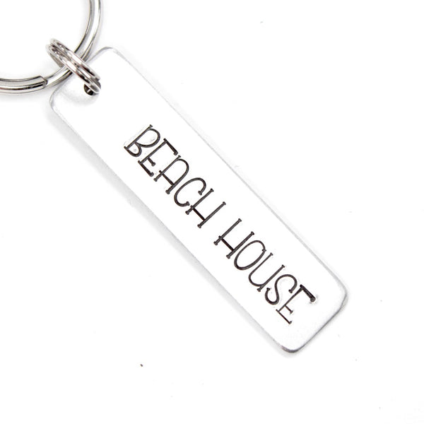 "Beach House" Hand Stamped Keychain