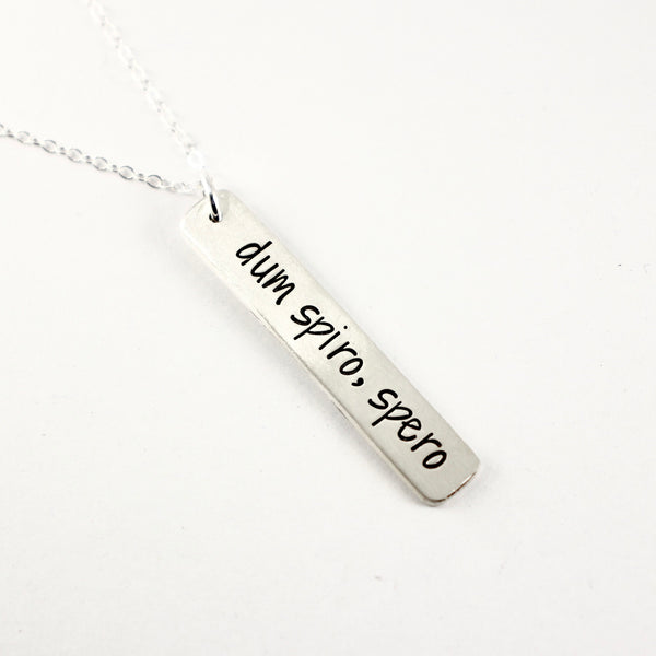 "dum spiro, spero" Necklace / Charm - Sterling Silver - Completely Hammered