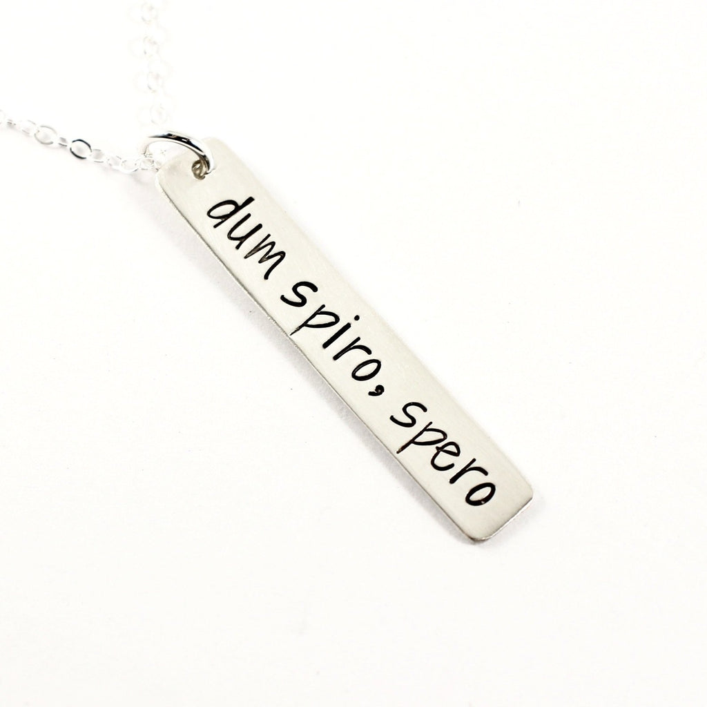 "dum spiro, spero" Necklace / Charm - Sterling Silver - Completely Hammered