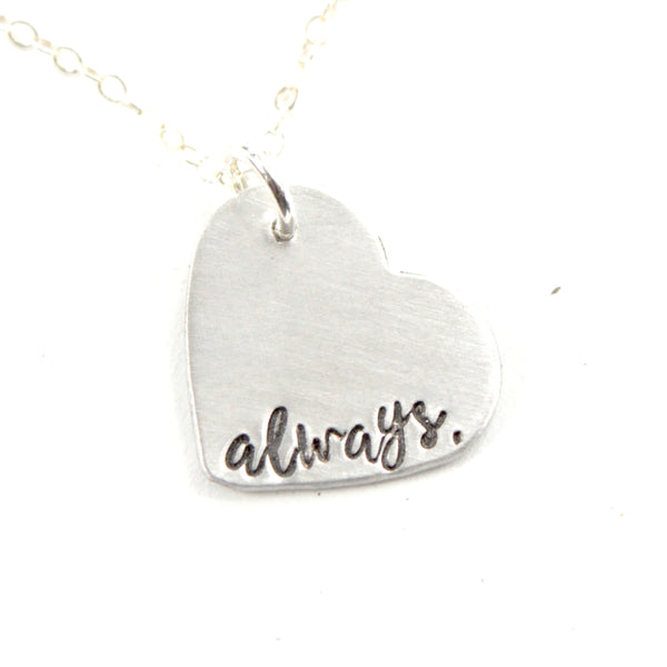 "Always" Sterling Silver Heart Charm Necklace