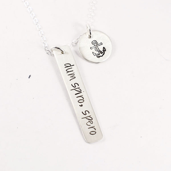 "dum spiro, spero" Necklace / Charm - Sterling Silver - Completely Hammered