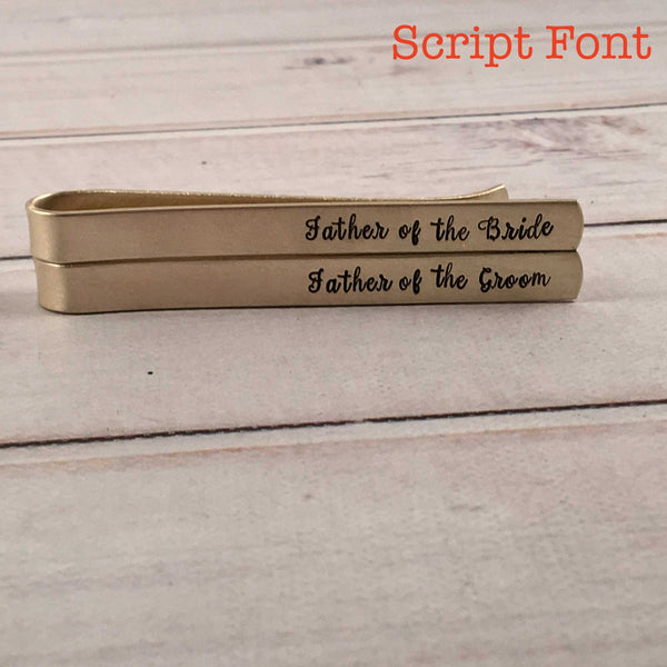 "Father of the Bride" or "Father of the Groom" Tie Bar / Tie Clip - Completely Hammered