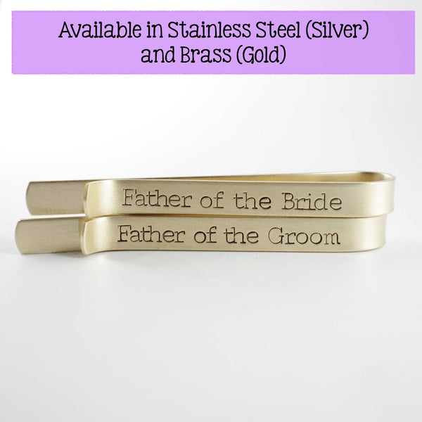 "Father of the Bride" or "Father of the Groom" Tie Bar / Tie Clip - Completely Hammered