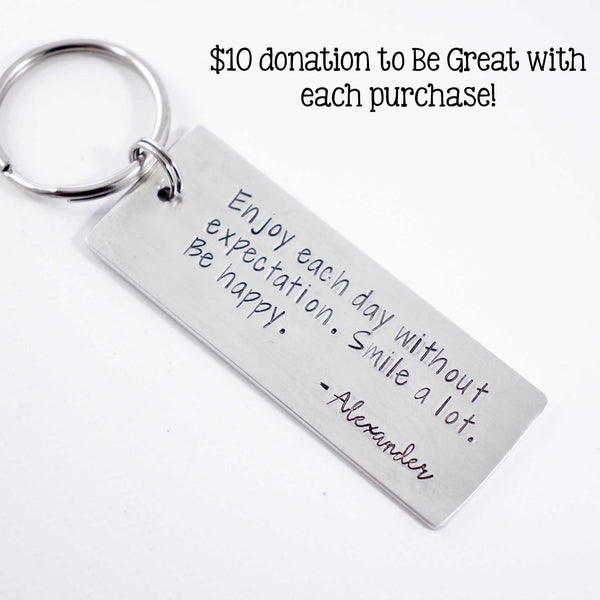 Alexander's Keychain - donation made - Be Great Foundation - Completely Hammered