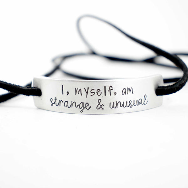 Custom Hand Stamped Aluminum and Suede Leather Wrap Bracelet - Bracelet - Completely Hammered - Completely Wired