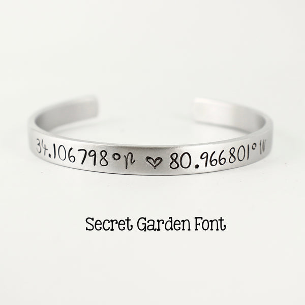 Custom Coordinate Bracelet - GPS Location - Coordinate Jewelry - Cuff Bracelets - Completely Hammered - Completely Wired