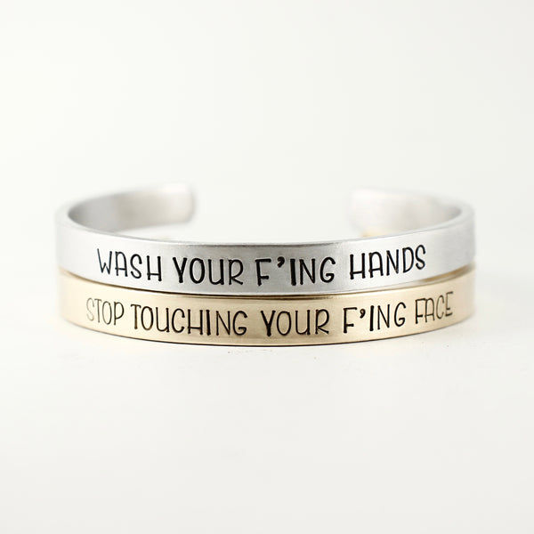 Custom Stamped, 1/4" Wide Cuff Bracelet with your choice of text, your choice of metal. - Completely Hammered