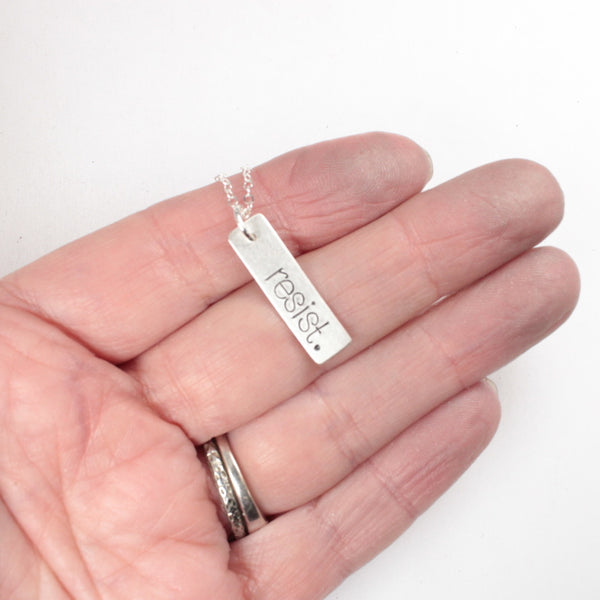 "resist." Sterling Silver Necklace / Charm