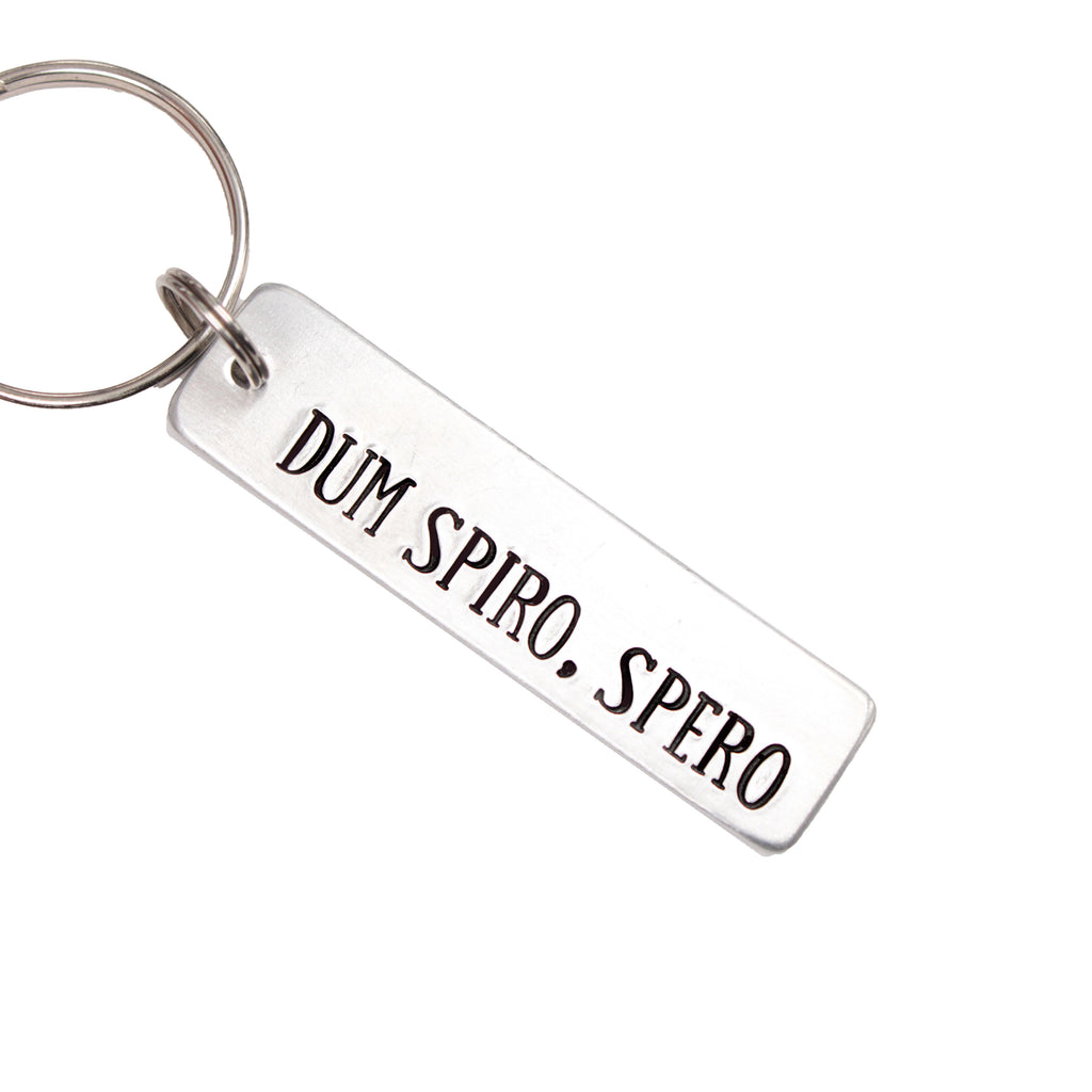 "Dum Spiro, Spero" (While I breathe, I hope) - Hand Stamped Keychain