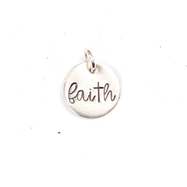 "Faith" Hand stamped Sterling Silver Charm - Ready to ship