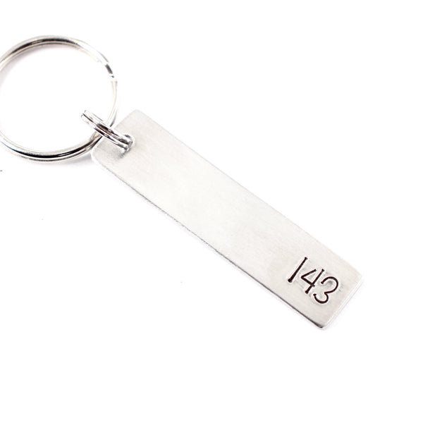 "143" Keychain - Available in Aluminum or Stainless Steel - Personalizable Back