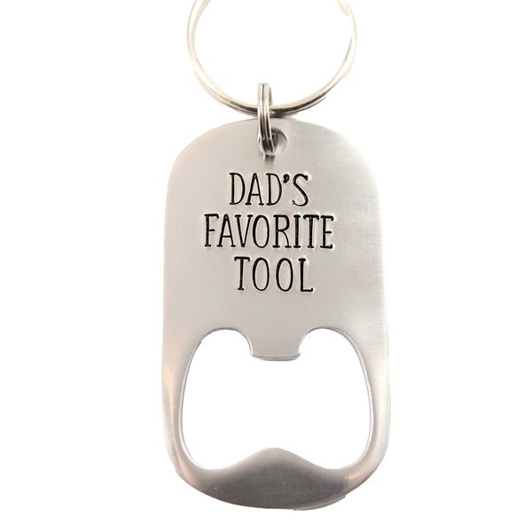 "DAD'S FAVORITE TOOL" Stainless Steel Bottle Opener Keychain