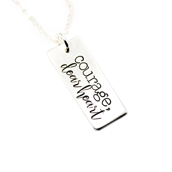 "Courage, dear heart" Sterling Silver Charm - Discounted Sample, Ready to Ship