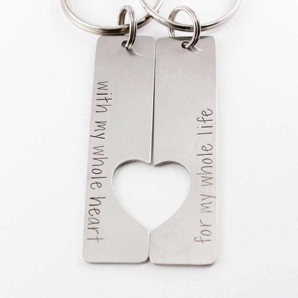 "For my whole heart for my whole life" - Couples Keychain Set - Keychains - Completely Hammered - Completely Wired