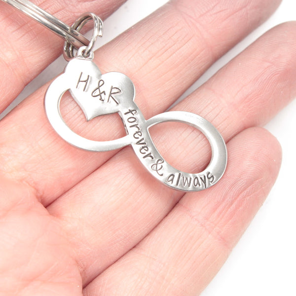 "Forever & Always" Infinity Keychain, personalized with your initials