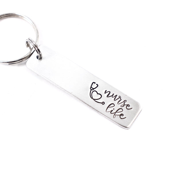 "Nurse life" Hand Stamped Keychain