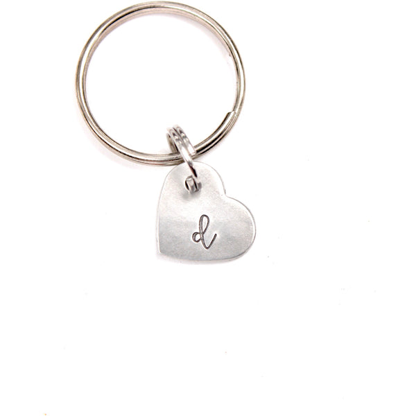 Custom Hand Stamped Initial Keychain - Small Heart