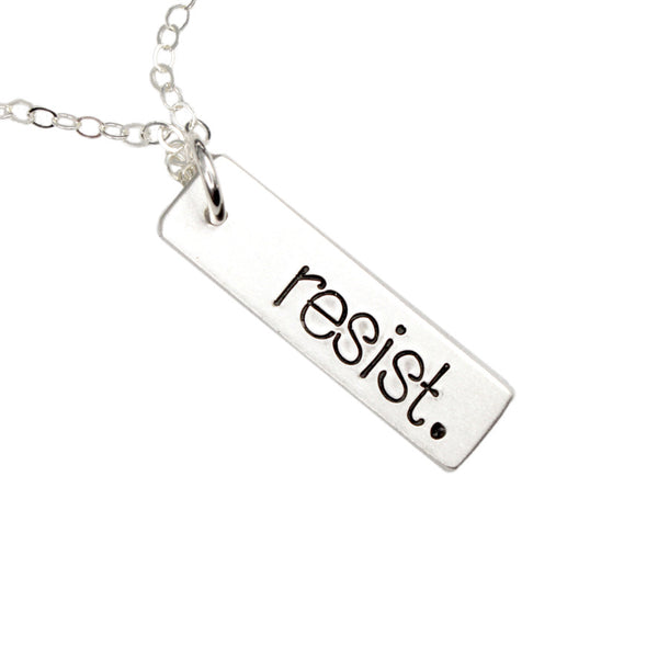 "resist." Sterling Silver Necklace / Charm