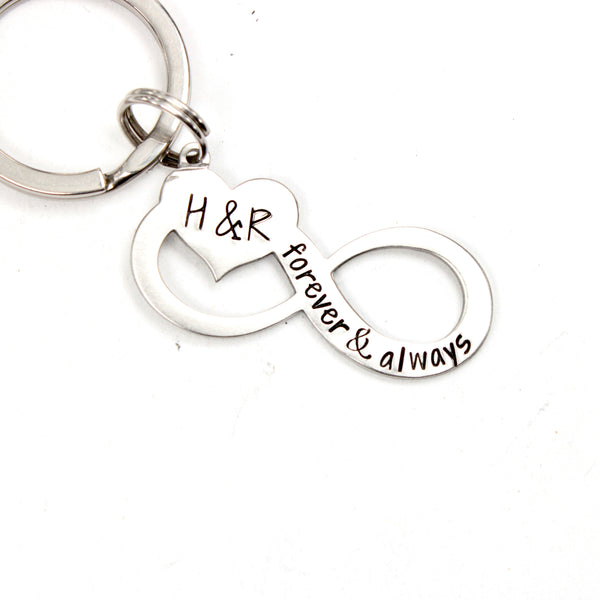 "Forever & Always" Infinity Keychain, personalized with your initials