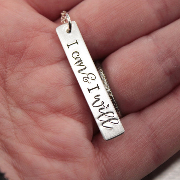 "I can & I will" Sterling Silver Necklace / Charm