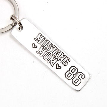 Sports Mom/Dad/Aunt Keychain with Team Name (or player's name) and Jersey Number
