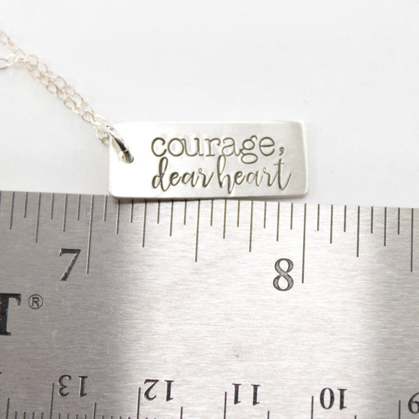 "Courage, dear heart" Sterling Silver Charm - Discounted Sample, Ready to Ship