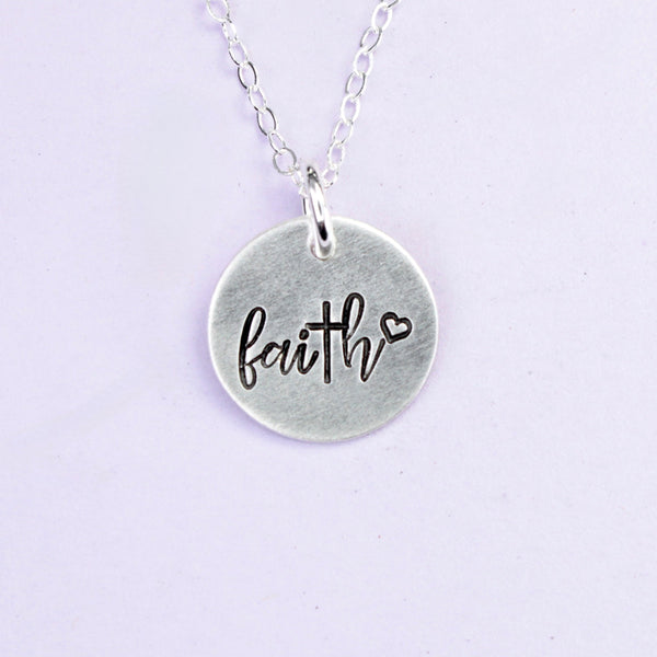 "Faith" Hand Stamped Sterling Silver or Gold Filled Necklace / Charm