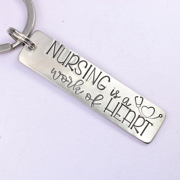 "Nursing is a work of heart" Keychain - Discounted and ready to ship