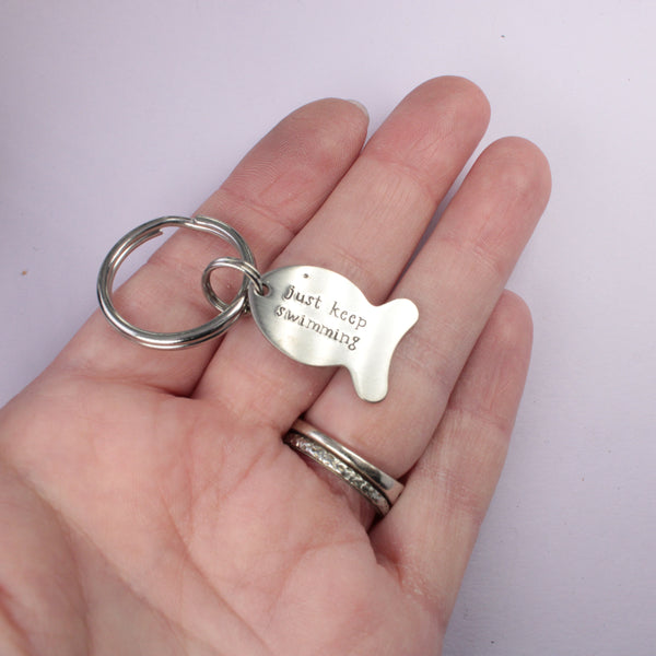 "Just keep swimming" Fish Keychain