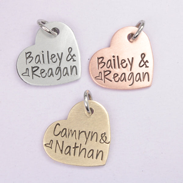 Hand Stamped, personalized Garter / bouquet charm #SIL