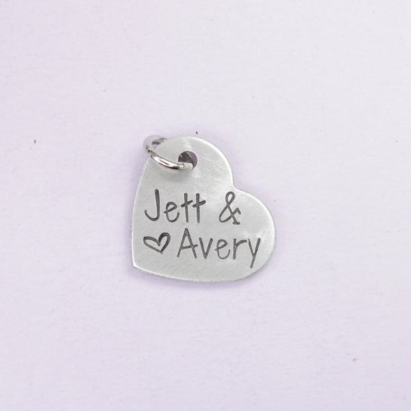 Hand Stamped, personalized Garter / bouquet charm #SIL