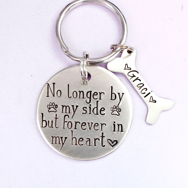 "No longer by my side, but forever in my heart" Stainless Steel keychain - Pet Memorial Keychain