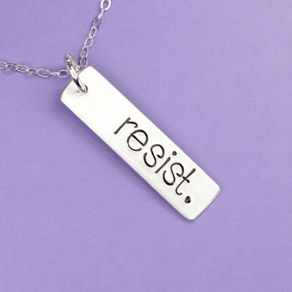 "resist." Sterling Silver Necklace / Charm