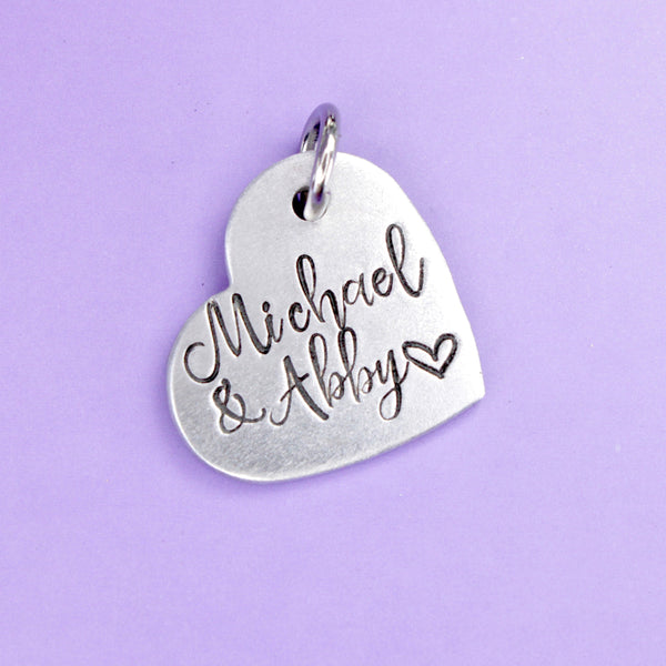 Hand Stamped, personalized Garter / bouquet charm #SH