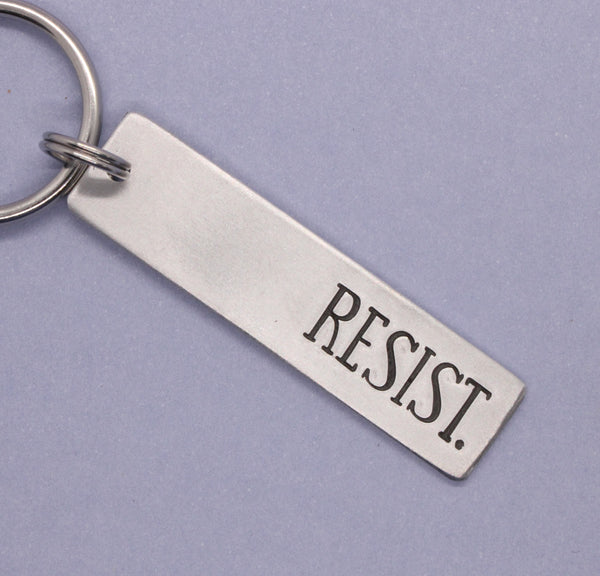 "RESIST" Hand-Stamped Keychain