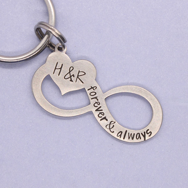 "Forever & Always" Infinity Keychain, personalized with your initials
