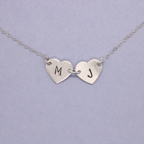 Initial Heart Necklace 1-4 Hearts with initials - Sterling Silver