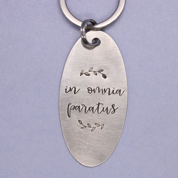 "In omnia paratus" (Prepared for all things / ready for anything) Keychain