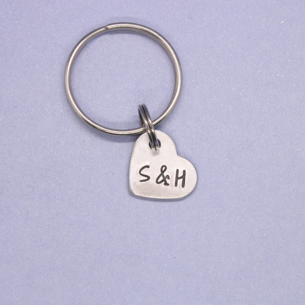 Custom Hand Stamped Two Initial Keychain - Small Heart – Completely ...
